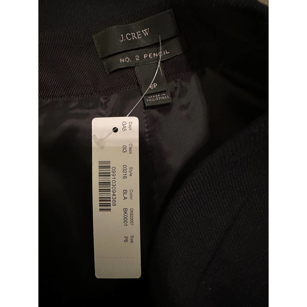 J. Crew Women's Black Straight No. 2 Pencil Dress Skirt Size 6P Wool NWT